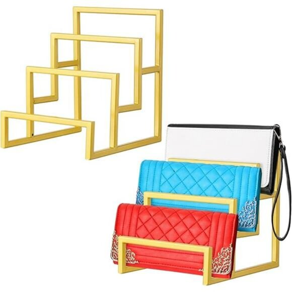 Purse Organizer Display Stand 3 Tier Metal Wallet Rack Handbag Holder Closet 2Pc - Picture 7 of 7